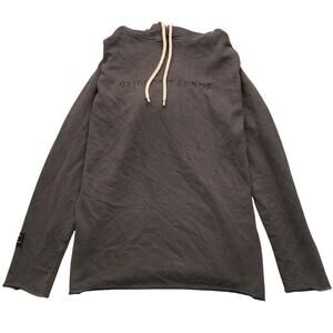 Clifford Lenox Hooded Shirt Mens Medium Long Sleeve Drawstring Logo Gray